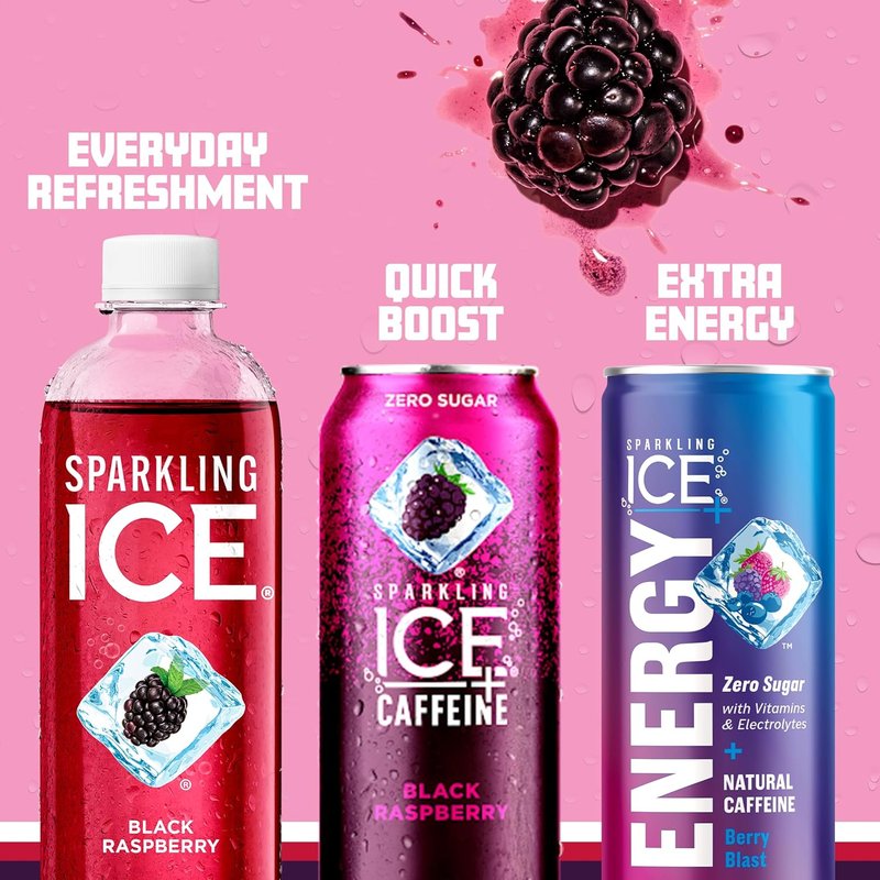 Black Raspberry Sparkling Water - Zero Sugar Flavored Beverage with Vitamins & Antioxidants | 17 fl oz Bottles (Pack of 12)