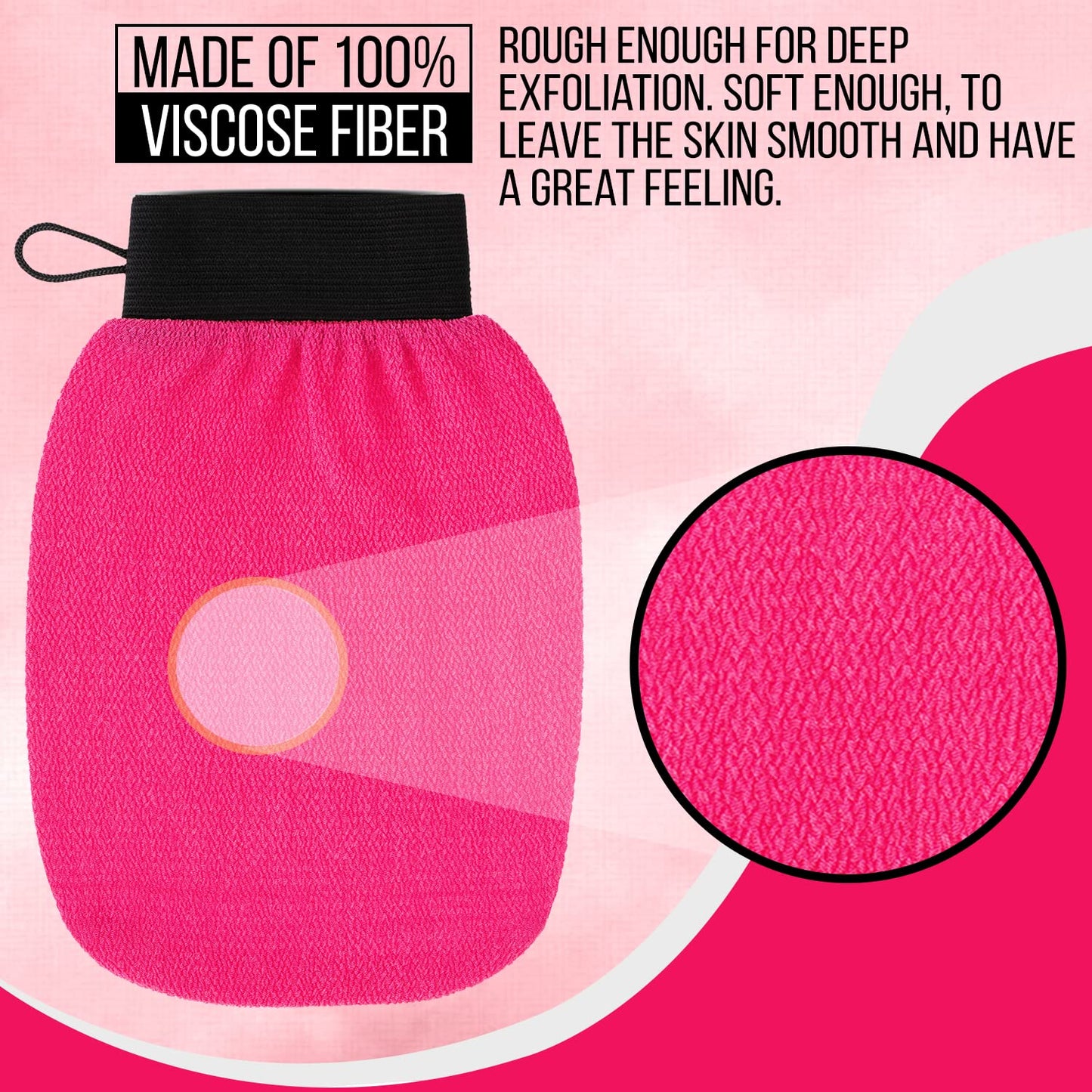 Clarial Exfoliating Body Scrub for Bath and Shower Use - Face Scrubber and Body Exfoliator Mitt, Dead Skin Remover - Exfoliating Glove Shower Scrub for Men and Women - Pair Pink
