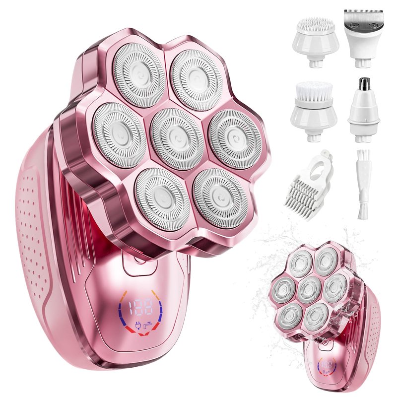 Electric Razors for Women Legs, 5-in-1 Electric Shaver for Women & Body Shaver, Waterproof Wet/Dry 7-Blade Women’s Electric Shaver with Womens Facial Hair Shaver for Lady Face Underarms Public
