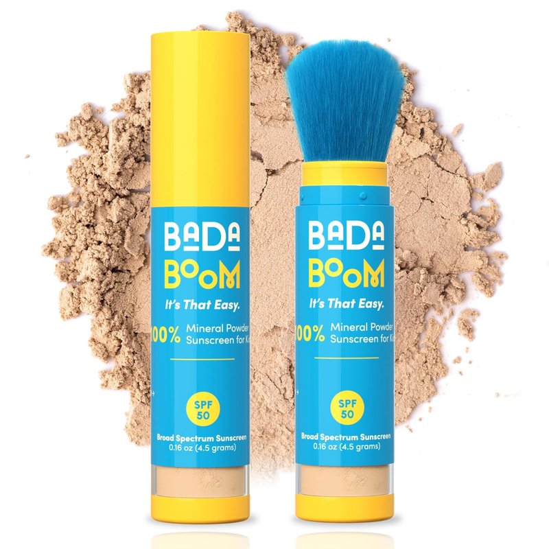 Bada Boom Mineral Sunscreen Powder - SPF 50 Brush-On Formula for Kids & Sensitive Skin