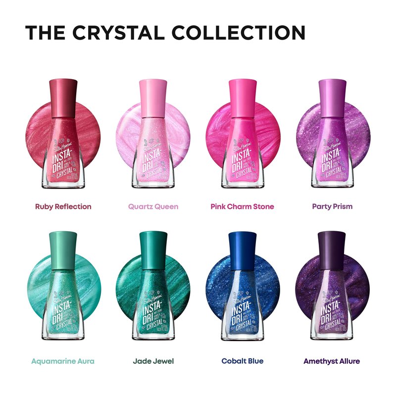 Sally Hansen Insta-Dri Crystal Nail Polish | Quick Dry, Long Lasting, Streak-Free Shine | Opaque, Shimmery | 119 Pink Charm Stone | Holographic Dark Pink Nail Color
