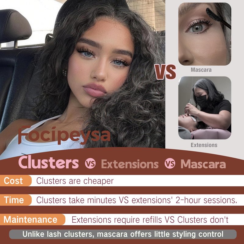 Spider Lash Clusters Natural Eyelash Clusters Wispy Lash Clusters DIY 10-14mm Cluster Eyelash Extensions Reusable Soft Individual Lashes for Natural Daily Makeup, Clean Girl Look by Focipeysa Lashes