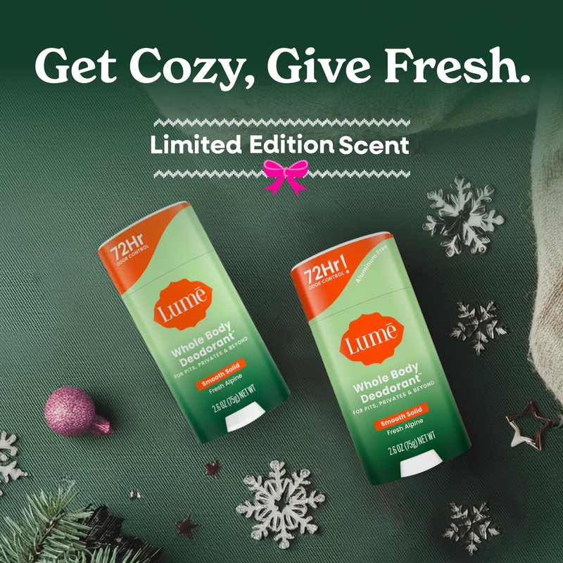 Lume Whole Body Deodorant - Smooth Solid Stick - 72 Hour Odor Control - Aluminum Free, Baking Soda Free and Skin Loving - 2.6 Ounce (Pack of 3) (Fresh Alpine)