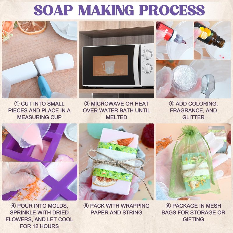 Jcoos Soap Making Kit, Soap Making Kit for Adults, Teen- Shea Butter Glycerin Melt and Pour Base, Molds, Dye, Fragrances, Dried Flowers, DIY Craft for Beginners Women,Gift Boxes for Mother's Day