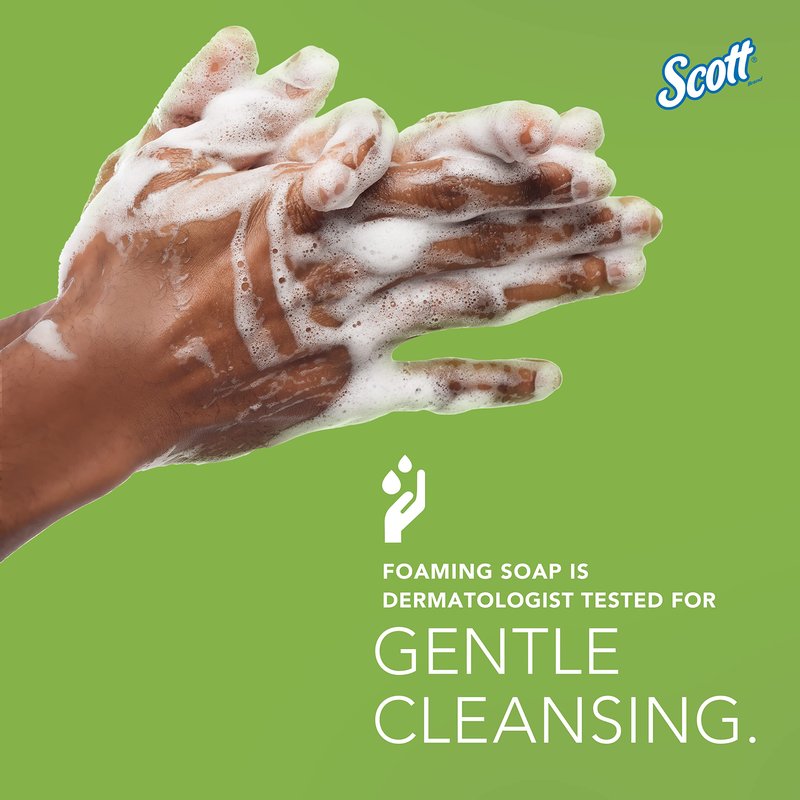 Scott Professional Green Certified Foam Hand Soap (91565), 1.0 L, Foaming, Clear, No Fragrance Added, Manual Refills, Ecologo, NSF E-1 Rated (6 Bottles)