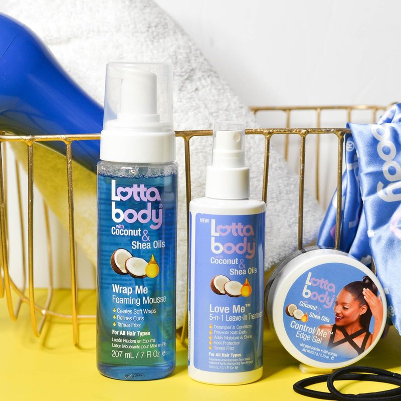 Lottabody Wrap Me Foaming Mousse - Lightweight Curl-Defining & Frizz-Control Formula | Coconut & Shea Oils, 7 oz