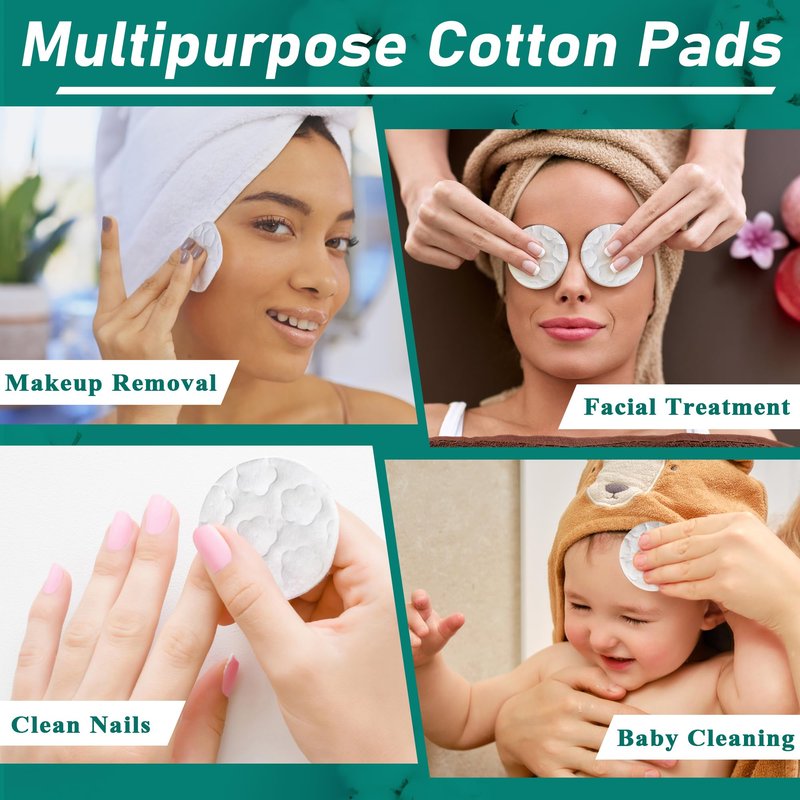 ZPCO Premium Cotton Rounds for Face, 300 Count Makeup Remover Pads,100% Pure & Natural Facial Cleansing Round Pads for Makeup Removal, Nail Polish Remover