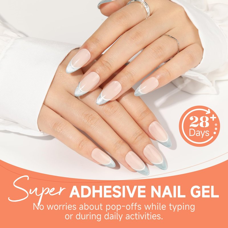 UNA GELLA Solid Gel Nail Glue Strong 15g*2pcs Set U V/LED Nail Glue Gel Lamp Required False Glue For Fake Acrylic Nails Tips Press Ons Extension DIY Salon