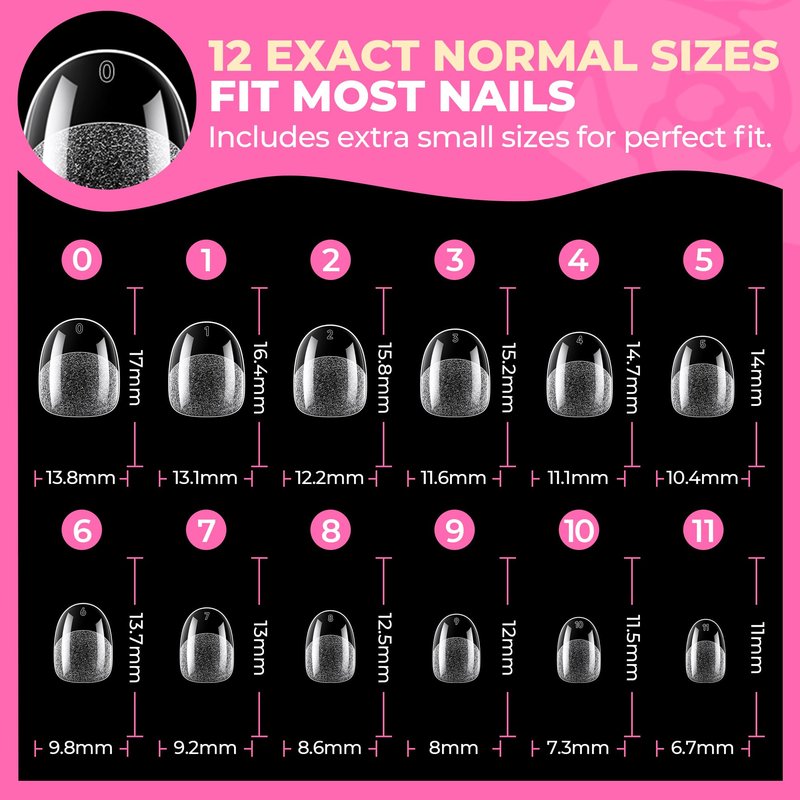 UNA GELLA Oval Nail Tips Exra Short 504PCS Pre-shape Gel Oval Almond Nail Tips for Women DIY Salon Round Almond Press On Nails Full Cover Clear Fake Acrylic Tips 12 Sizes