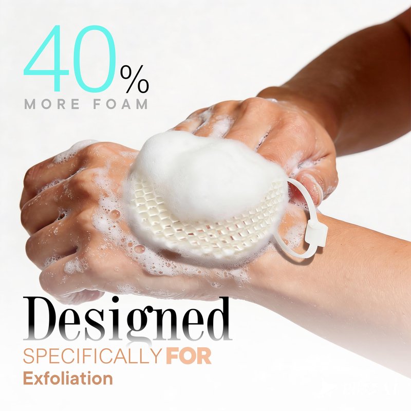 Facial Sponge - Deep Exfoliating Face Mitt, Honeycomb Face Exfoliator for Smoother, Younger Looking Skin, Dead and Dry Skin Remover for Men & Women, White