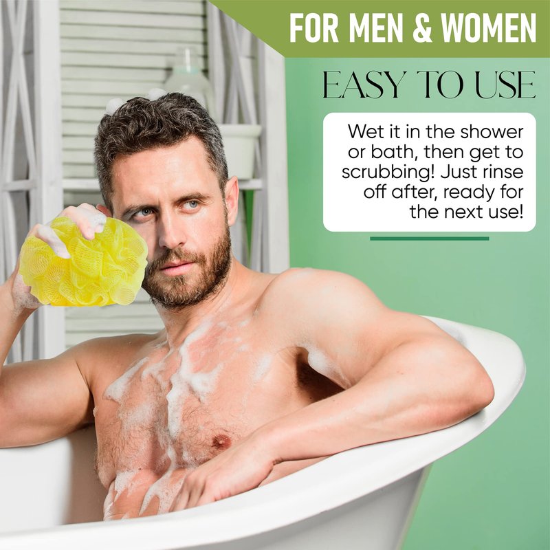 T.Taio Esponjabon Shower Bath Puff Soap Sponge - Loofah Luffa Loufa Body Wash Ball - Mesh Pouf Scrubber for Full Cleanse Lather Skin Care - Beauty Bathroom Accessories - Cucumber & Melon Soap