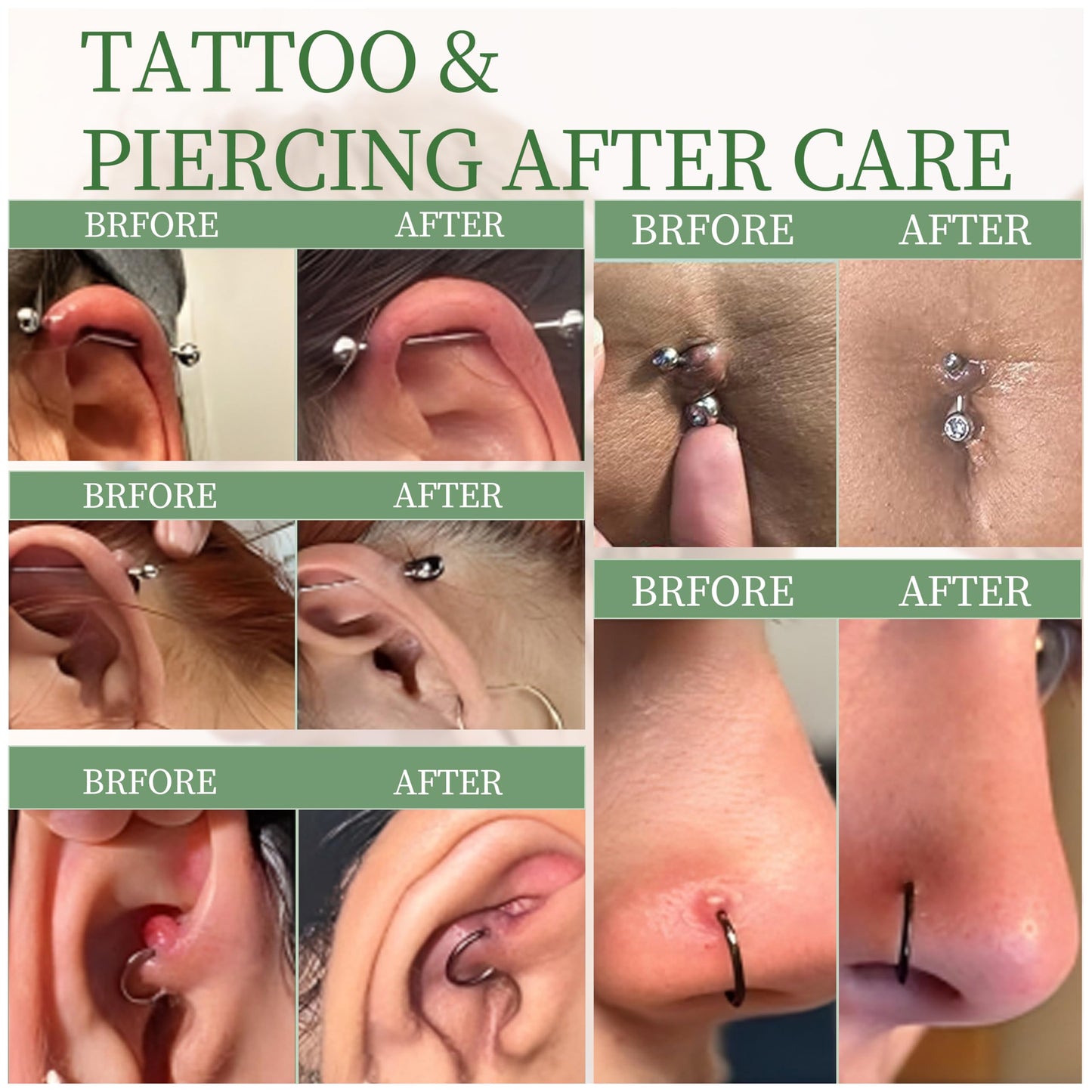 Tuffking 2PCS Piercing Aftercare Spray (4OZ) Advanced 2-in-1 Piercing Aftercare & Cleanser for Piercing Bump Keloid Removal Piercings Bumps Lip Body Nose Rings & Ear Piercing Cleaner