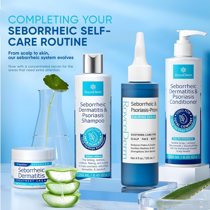 Roycederm Seborrheic & Psoriasis Calming Serum: Clinically Inspired Care for Itch, Dryness, Redness & Flaking - Seborrheic Dermatitis & Psoriasis Scalp Treatment Suitable for Scalp, Face & Body