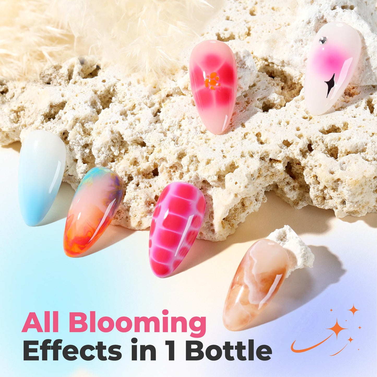 UNA GELLA Blooming Gel Nail Polish 15ml Super Clear for Spreading Effect U V/LED Needed Nail Blooming Gel for Marble Natural Stone Floral Print Watercolor Effect Design Soak Off Home DIY Salon