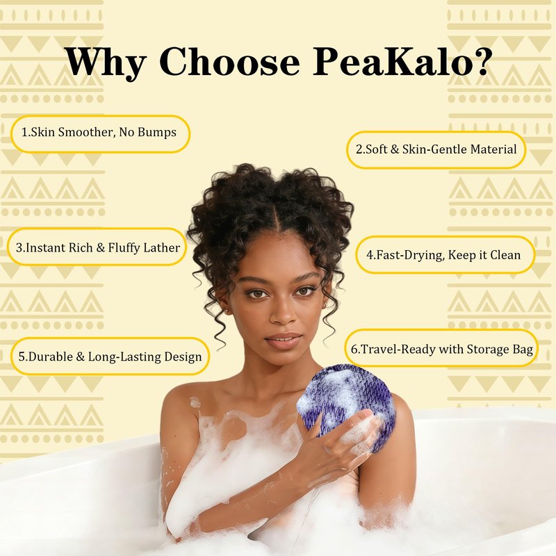 PeaKalo 2Pcs African Net Sponge Authentic, Gentle Cleansing African Exfoliating Net Sponge Shower Loofah Sponge for All Skin Types, Back Scrubber for Shower Body Scrubber (Purple & Rose Pink)