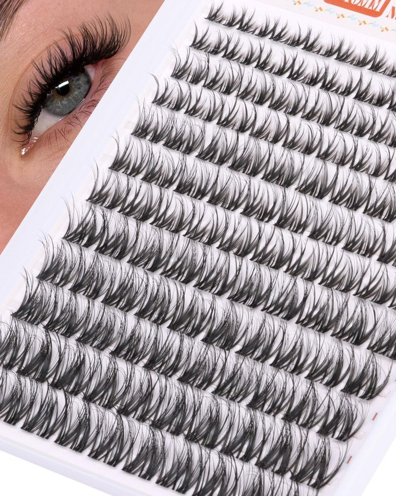 Lash Clusters Clear Band Wispy Eyelash Clusters Natural Look Lash Extensions Invisible Band Spider Cluster Eyelash Extensions 8-16MM Indivdiual Lahses D-curly Breeze Cluster Lashes by Newcally