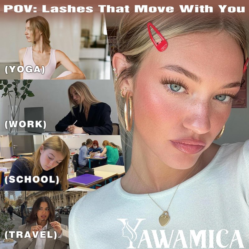 Brown Lash Clusters Natural Velour Eyelash Clusters 8-14mm Wispy Individual Lashes Light Brown Cluster Lashes CC Curl Lashes Clusters with Wide Band for Your Lashes But Better Look by Yawamica