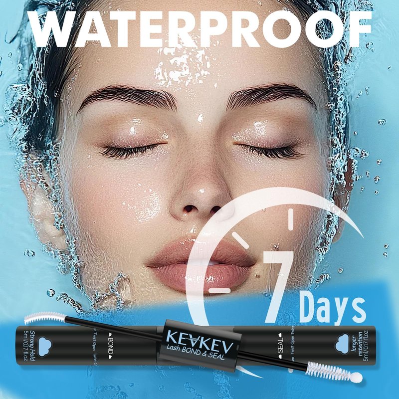 KEVKEV Lash Cluster Glue Upgraded Clear Lash Glue 7 Days Long Lasting 2-3S Fast Dry Lash Bond and Seal 2 in 1 Waterproof Latex-Free Easy To Apply (Clear 10ML)