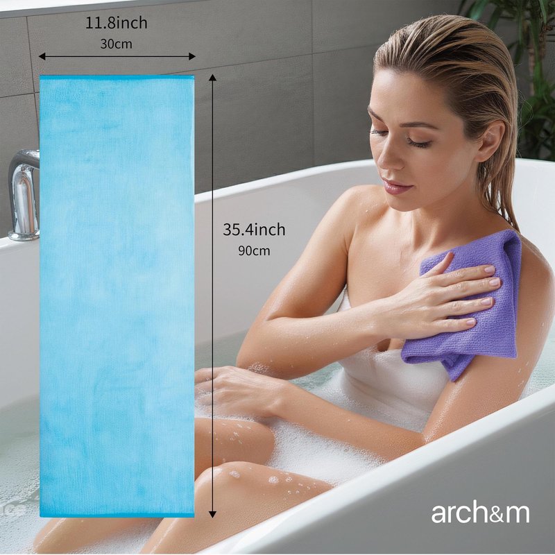 ARCH&M Exfoliating Washcloth & Body Scrubber, Orange, 3 Pack