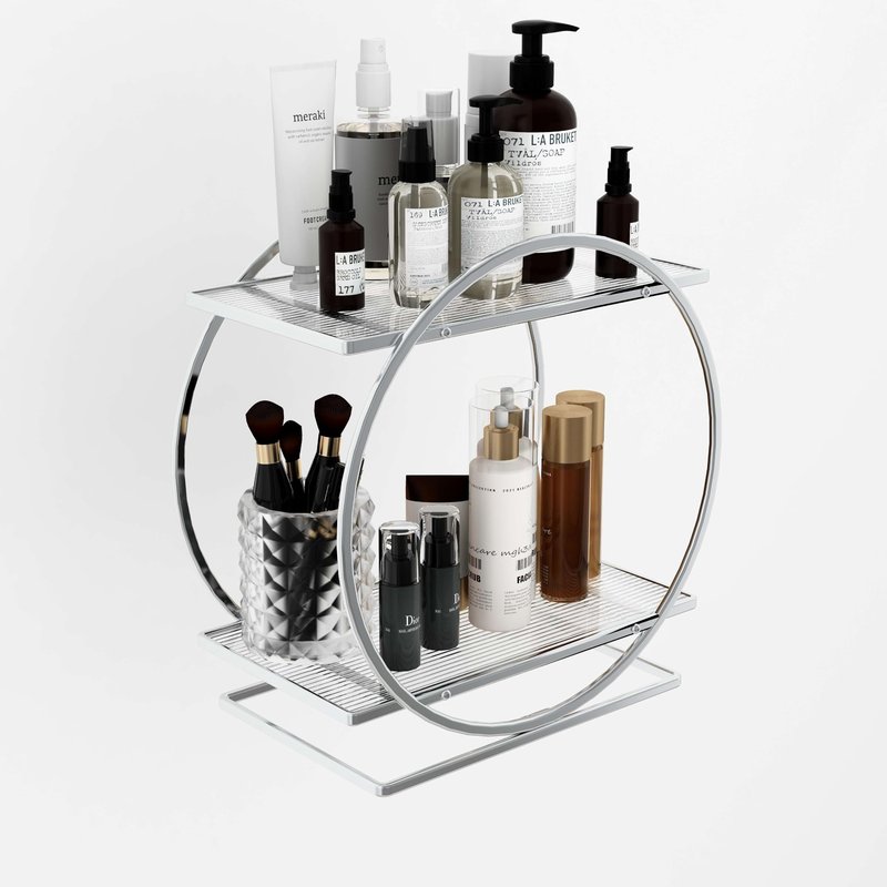 YIWANFW Perfume Organizer for Bedroom Dresser- Sliver Makeup Organizers for Vanity, 2 Tier Bathroom Countertop Organizer Perfume Tray Skincare Storage Cosmetic Display Rack, Make Up Counter Shelf