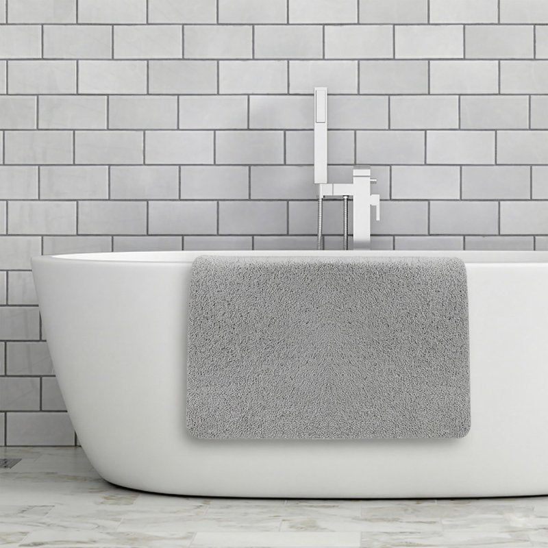Asvin Soft Textured Bath, Shower, Tub Mat, 24x16 Inch Rectangular, Phthalate Free, Non Slip Comfort Bathtub Mats with Drain, PVC Loofah Bathroom Mat for Wet Areas, Quick Drying, Grey