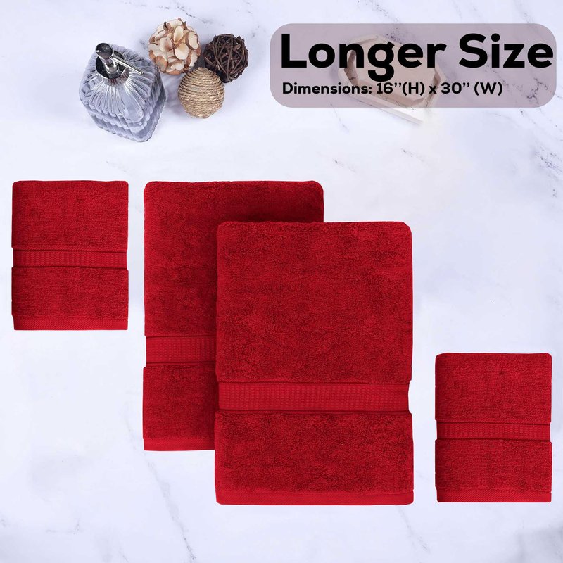 GOLD TEXTILES Premium Hand Towels for Bathroom -100% Ring Spun Cotton (Red,4 Pack, 16x30 Inches) Luxury Soft Absorbent & Quick Dry, Bathroom Hand Towel Perfect for Hotel, Salon, Gym & Spa