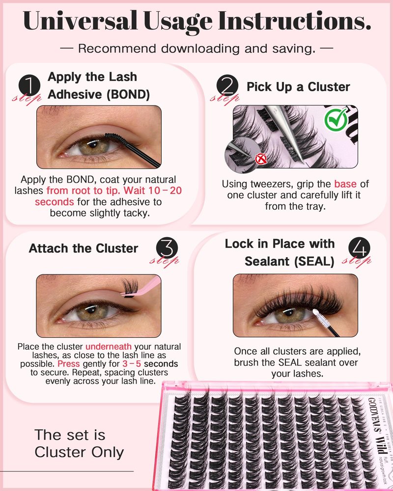 Goddvenus Fluffy Eye Lash Clusters Wispy Eyelash Clusters, D Curl Cluster Eyelash Extensions Natural Individual Lashes 120pcs, 10-16mm False Eyelashes for DIY Lash Extensions