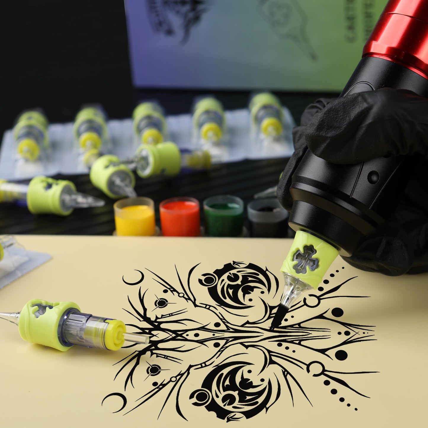50 Tattoo Cartridge Needles Assorted Mixed Size #12 Bugpin Round Liner Shader Magnum 3RL 5RL 7RL 9RL 5RS 7RS 9RS 9RM 9M1 11RM Pro Disposable Membrane Tattoo Needles for Tattoo Pen