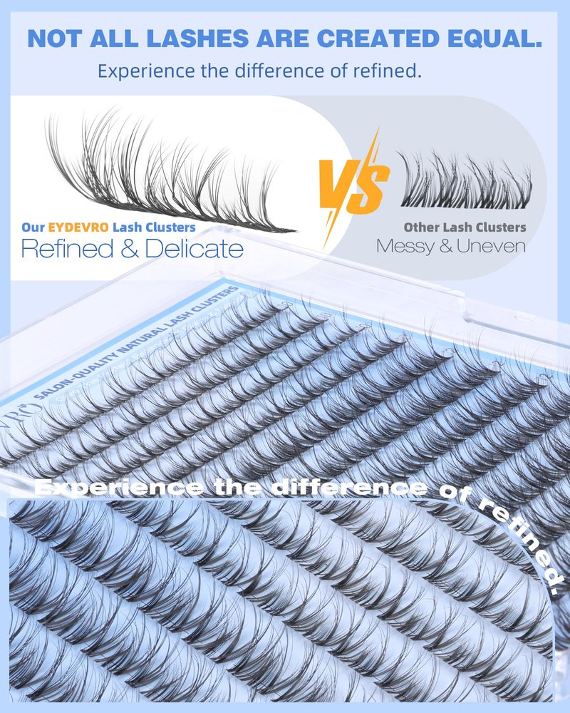 EYDEVRO Spider Lash Clusters Breeze Wispy Eyelash Clusters Slightly Fluffy Cluster Eyelash Extensions 10mm-12mm-14mm Clear Band DD Curl Cluster Lashes DIY Salon-quality Lash Extensions at Home