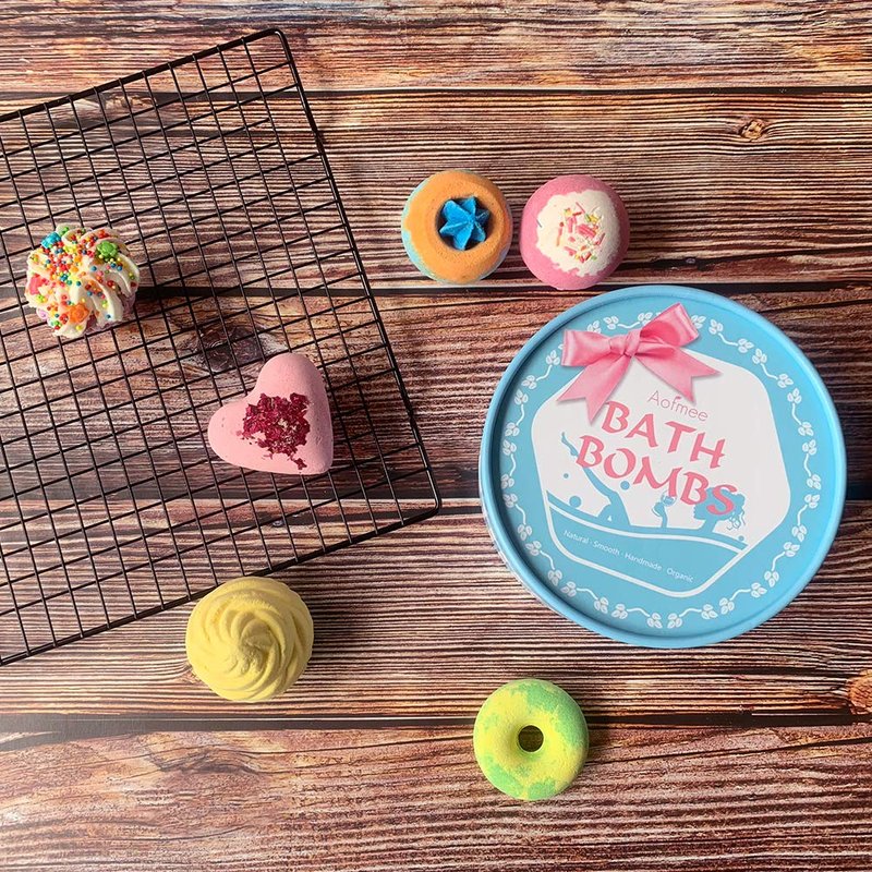 Aofmee Bath Bombs, 6pcs Bubble Bath Bomb for Girls, Handmade Fizzies Bathbombs for Women, Natural Organic Kids Spa Kit, Non Toxic Bath Kit for Teens, Gift Set for Mother Birthday Christmas Easter