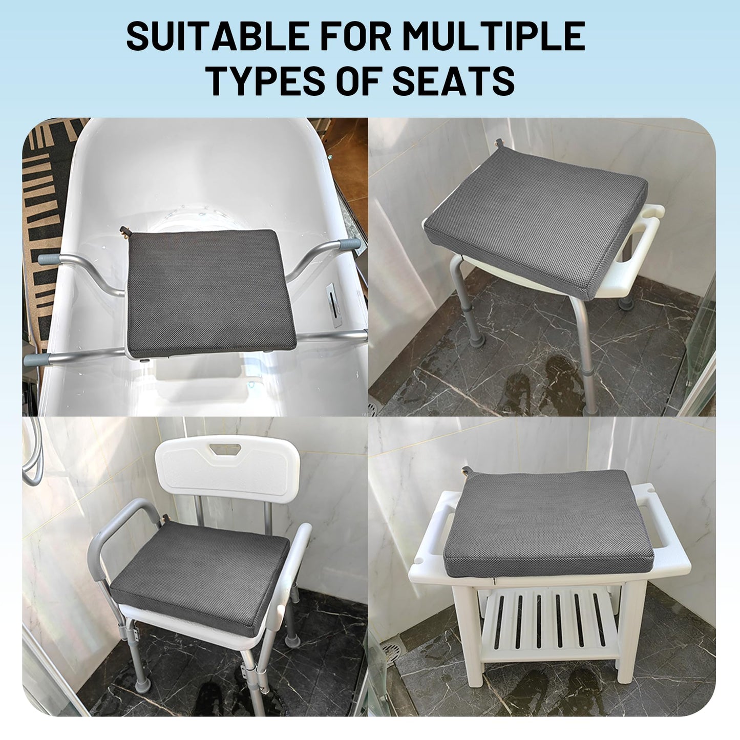 Sinigerel Shower Seat Cushion, Soft Chair Pad for Elderly Bathing,Easy to Clean & Quick Dry,Using 4D air Fiber Material,Suitable for Shower Seats, Poolside Rest, Dressing Room Seats