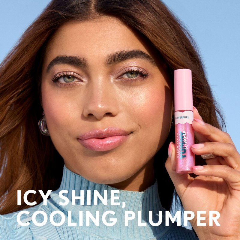 Covergirl Clean Fresh Yummy Plumper Lip Gloss, 720 Like You A Choco-Lot, Shiny, Vegan Formula, Easy to Apply, Minty Flavor, 0.33oz