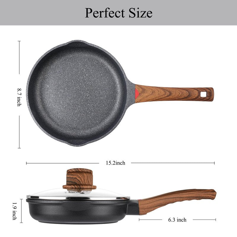 Vinchef Nonstick Frying Pan Anti Scratch,11 Inch Skillet Cast Aluminum Cookware, Induction Compatible White