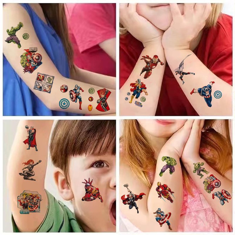 Avengers Temporary Tattoos for Kids - 40pcs Birthday Party Favors | Fun Cartoon Stickers for Home Activities
