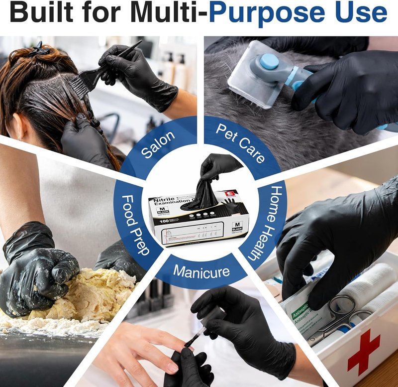 Schneider Nitrile Exam Gloves - 4 Mil Black Disposable, Latex-Free & Powder-Free | Food Safe for Cooking