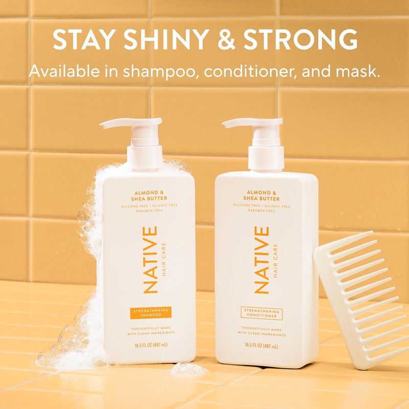 Native Shampoo & Conditioner - Naturally Derived, Sulfate & Dye Free | Almond & Shea Butter, 16.5 fl oz Each (2 Pack)