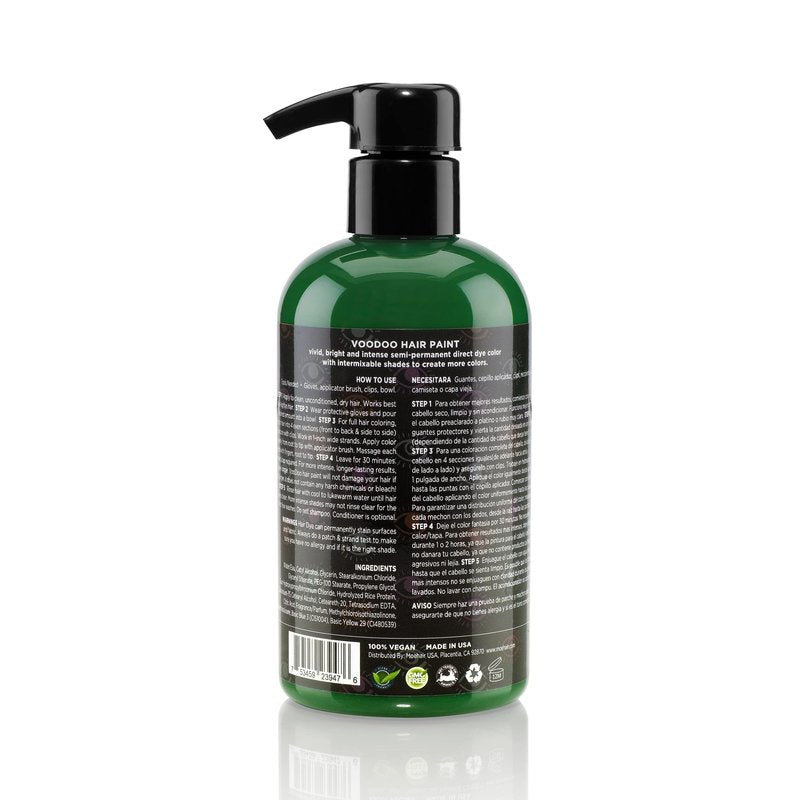 MOEHAIR Semi-Permanent Hair Color | Green Hair Dye 8 Oz | No Ammonia, Sulfate or Paraben | Vegan & Cruelty-Free | Gentle & Washable Formula | Voodoo Harmony Green Hair Color