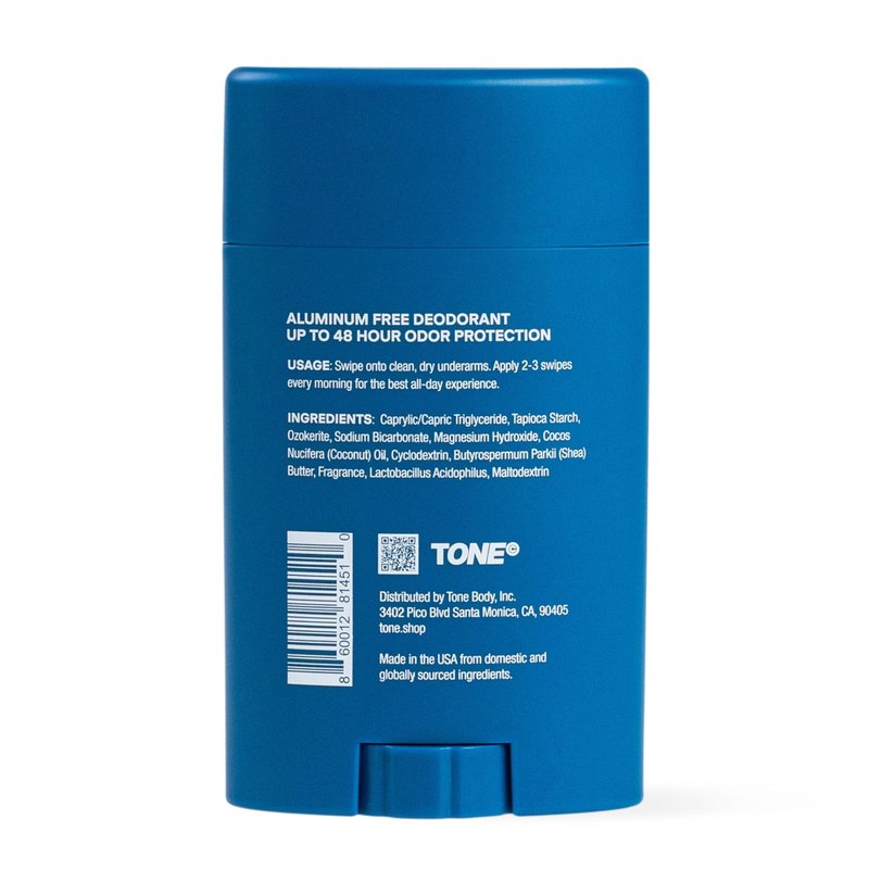 TONE Aluminum Free Deodorant for Men & Women, Fresh, Paraben Free Formula with up to 48-Hour Odor Protection, Dermatologist-Tested, 2.65 oz