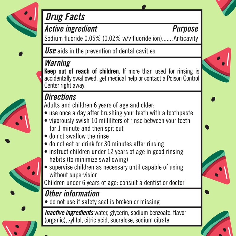 TheraBreath Kids Mouthwash with Fluoride, Organic Wacky Watermelon, Anticavity, 16 fl oz (2 Pack)