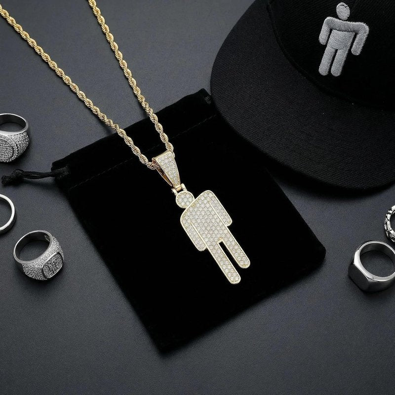Skiennix Crooked Head Zircon Necklace - Stylish Hip-Hop Alloy Pendant Jewelry for Women