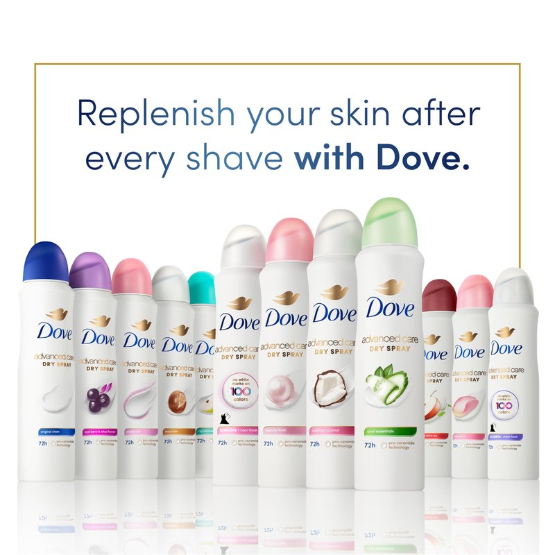Dove Advanced Care Antiperspirant Deodorant Dry Spray Cool Essentials 3 Count for Helping Your Skin Barrier Repair After Shaving with Pro Ceramide Technology 3.8 oz