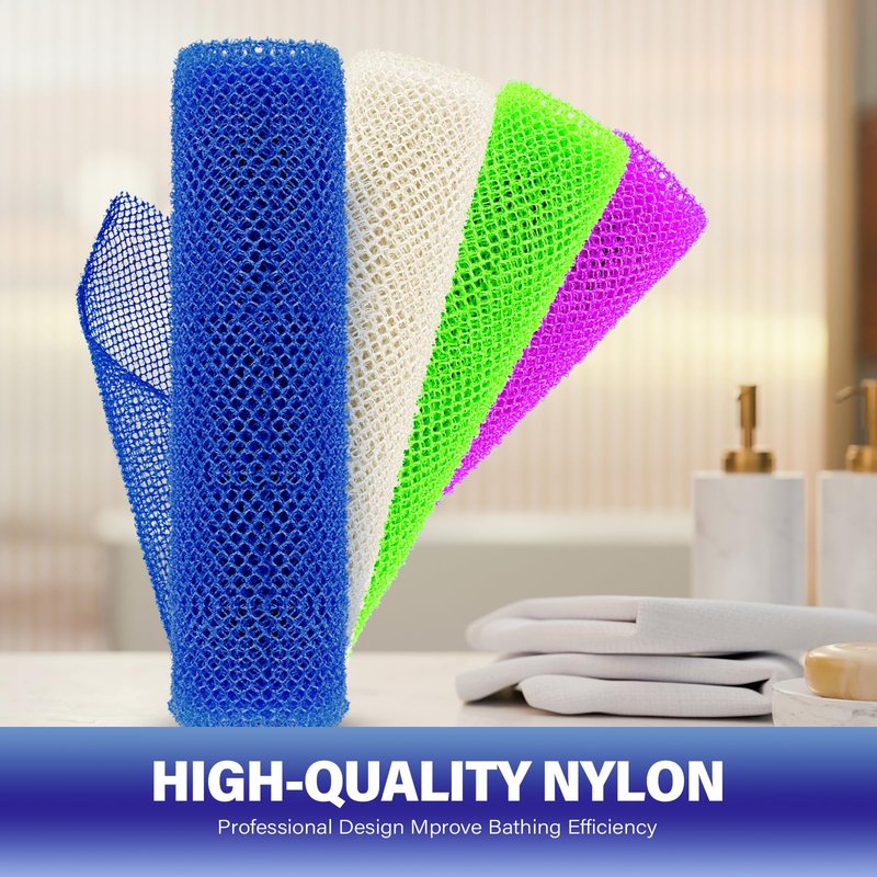 4 Pieces African Bath Sponge African Net Long Net Bath Sponge Transform Your Shower Routine with African Bath Sponges for Exfoliated, Silky Smooth Skin(Blue, Green, Purple, White)