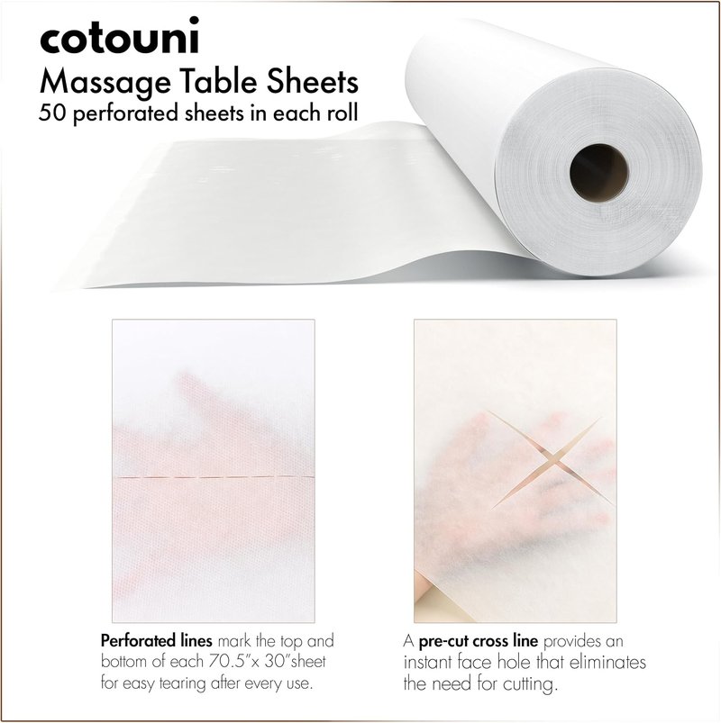 Regine Switzerland Disposable Non-Woven Paper Exam Table Covers - 70.5" x 30" - 50 Perforated Sheets - Latex-Free & Recyclable