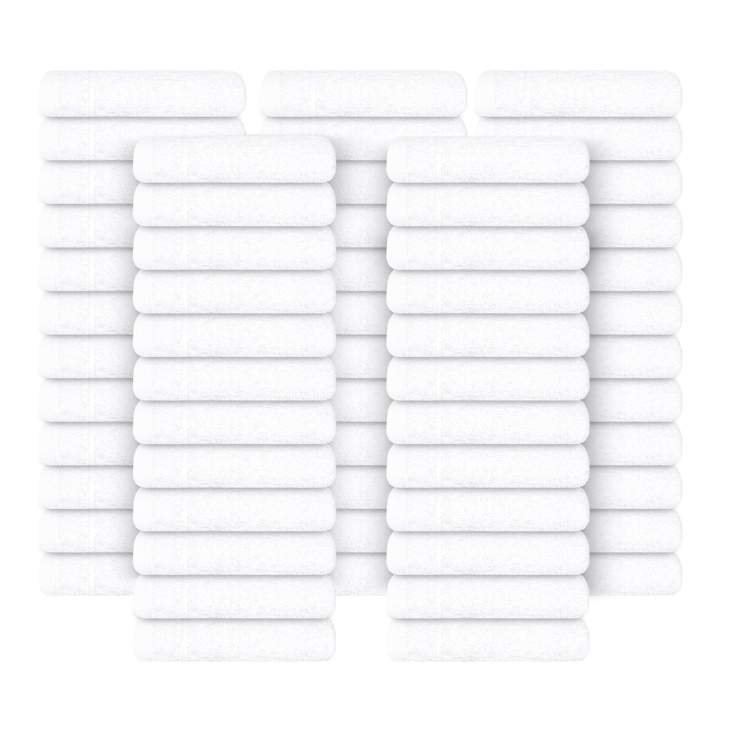 Tens Towels Pack of 60 Washcloths, 12 x 12 Inches, Lighter Weight, Quick to Dry, Super Soft & Absorbent, Gentle Face Towels, Hotel Quality, Perfect for Bathroom, Gym, Spa (White, 60 Pack)