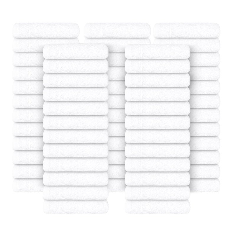 Tens Towels Pack of 60 Washcloths, 12 x 12 Inches, Lighter Weight, Quick to Dry, Super Soft & Absorbent, Gentle Face Towels, Hotel Quality, Perfect for Bathroom, Gym, Spa (White, 60 Pack)
