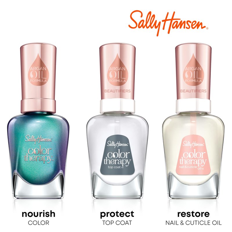 Sally Hansen Color Therapy Nail Polish | Biotin, Argan Oil, Long Lasting, Healthy Nails, Nail Strengthener, Semi-Opaque | 220 Rosy Quartz | Rosy Pink Nail Color