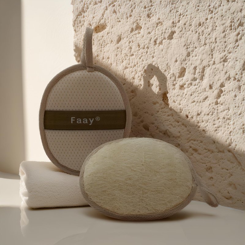 FAAY Natural Loofah Pad for Face and Body Exfoliation – 2 Counts (1 Pack) Firm When Dry, Softens in Water for Gentle and Effective Spa Treatment at Home | Prevents Ingrown Hairs