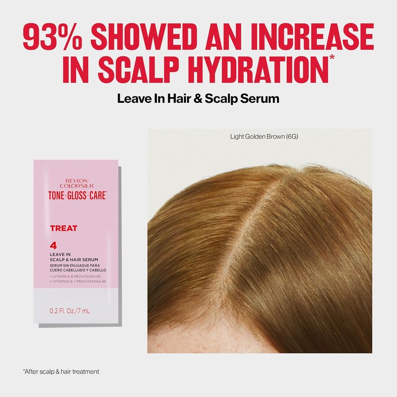Revlon ColorSilk Tone + Gloss + Care Demi Permanent Hair Color, Dye Kit with Leave-In Scalp and Haircare Serum, 2x Shinier, 4x Stronger, 1 Black, 4.5 fl oz