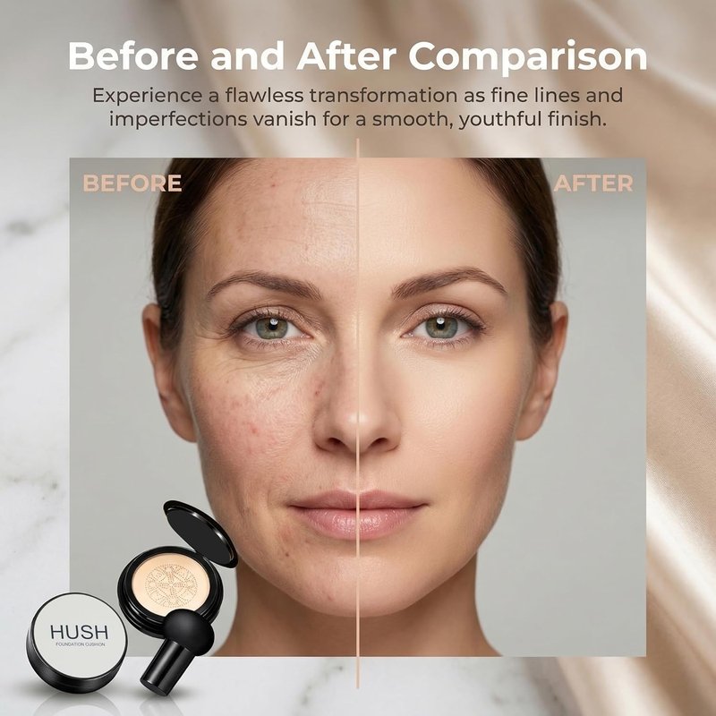 Hush Makeup Foundation - Lightweight Glow Foundation for Mature Skin | Infused with Hyaluronic Acid & Peptides