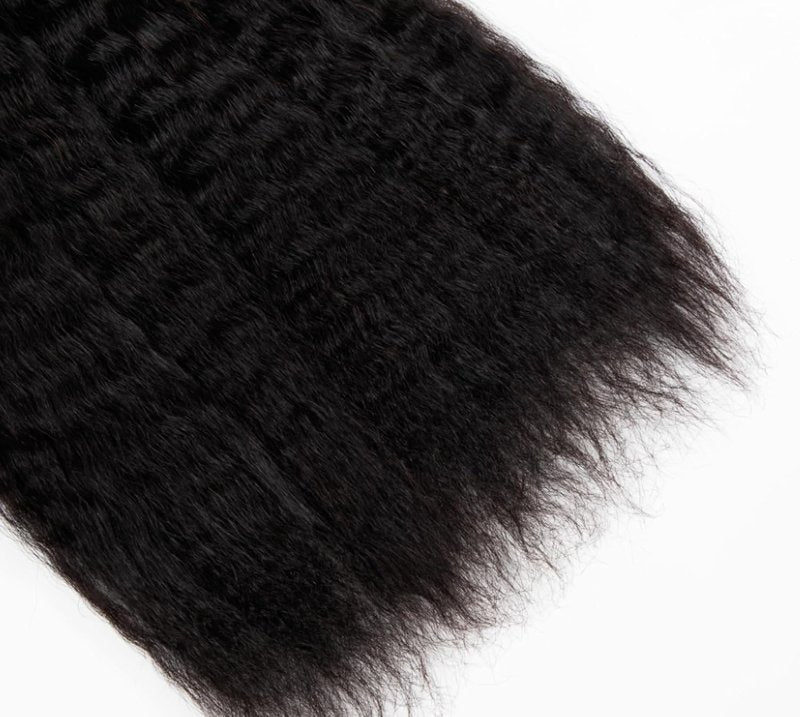 Kinky Straight Human Braiding Hair - No Weft Yaki Bulk Hair for Boho Braids | 14 Inch Natural Black, 100g (4PCS)